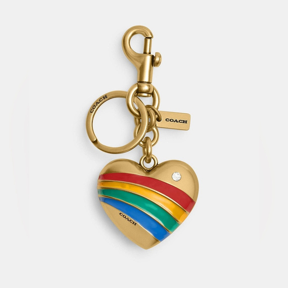 Coach Rainbow Heart Bag Charm with Brass & Enamel Finish - Picture 1 of 7
